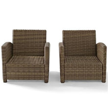 Afuera Living Outdoor Patio Armchairs, Wicker/Rattan and Steel, Gray/Brown Finish, Set of 2, Solution-Dyed Fabric Cushions, Weather-Proof, UV-Resistant, 32.5" H x 30.5" W x 31.75" D, Balcony or Porch