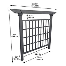 Vita 80 inch by 90 inch Wildwood Cedar Wood Trellis and Privacy Screen, Charcoal Grey, Black, FSC, Woodgrain, Pre-Stained, VA68901