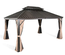 Patio Tree 10' x 12' Hardtop Aluminum Gazebo with Mosquito Net and Privacy Sidewalls