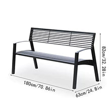 Outdoor Benches Weatherproof Outdoor Park Wrought Iron Bench Outdoor Scenic Courtyard Leisure Bench Indoor Gym Rest Seat with Backrest Bench Metal Garden Bench(M:180cm)