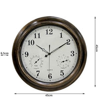 PPXCZZ 18 Inch Waterproof Outdoor Wall Clock with Thermometer and Hygrometer, Retro Metal Garden Clock for Indoor/Outdoor Use