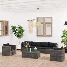 HEFZGDB 7-Piece Grey Garden Lounge Set with Modular Design and Weather-Resistant PE Rattan, Comfortable Cushions for Outdoor Patio Seating and Relaxation