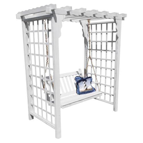 Keystone Amish Co. Bainbridge Cedar Arbor & Swing, 5-Foot, White Paint