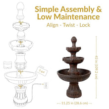 Sunnydaze 43” Flower Blossom 3-Tier Outdoor Water Fountain, Electric, Earth