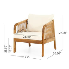 Merax 4-Piece Outdoor Acacia Wood Wicker Patio Conversation Set Beige