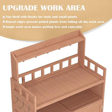 Outdoor Potting Bench with Large Storage Cabinet and Top Shelf for Garden Workstation Use