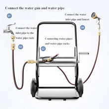 XYWGBMS Heavy Duty Metal Hose Reel Cart, Outdoor Storage Rack for Garden, Stainless Steel Hose Storage for 60M Hose, Mobile Hose Reel with Durable Design-40m