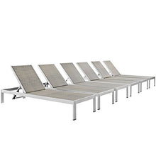 Modern Contemporary Urban Outdoor Patio Balcony Chaise Lounge Chair (Set of 6), Grey Gray, Aluminum