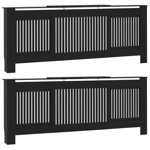 Engineered Wood Radiator Cover 2 Pack Black 80.71 x 8.07 x 32.09 in