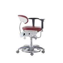 Super Dental Adjustable Microscope Saddle Stool with Pedal Base, Foot Controlled, PU Leather