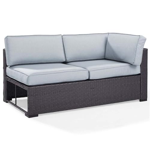 Afuera Living Wicker Patio Loveseat, 62.25" Wide, Resin Rattan & Steel Frame, Mist Blue/Brown, Weatherproof Fabric, Handwoven, UV-Proof Outdoor Sofa with Adjustable Levelers, Cushions for Backyard