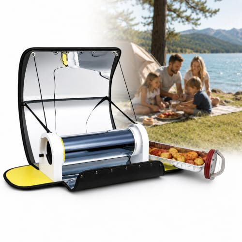 Solar Oven Portable Stove, 4.5L Outdoor Oven with Thermometer and Vacuum