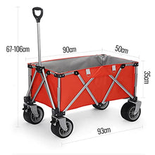 Heavy Duty Beach Wagon, Utility Outdoor Camping Garden Cart, Compact Handcart Portable Shopping Carts Wheelbarrow with Brake Garden Wagon Cart for Equipment Tailgating Beach Trip (black+original wood)