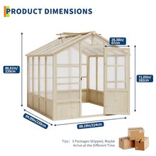 Large Wood Greenhouse, Heavy Duty Walk-in Green House with 6mm Thick Polycarbonate Panels and Adjustable Roof Vents, Lockable Door for Outdoor Garden Backyard