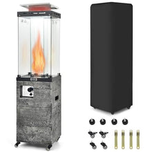 Tangkula 41,000 BTU Propane Patio Heater with Waterproof Cover, Outdoor Heater with Lockable Wheels, Adjustable Feet, Tempered Glass Tube, Suitable for Garden Porch Patio Deck