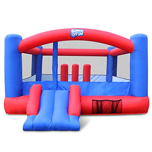 SUNNY & FUN Inflatable Bounce House 12x10.5 Feet with Air Blower Blue/Red
