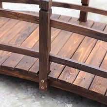 TT-YEL Decorative Pond Bridge Landscape, Wooden Curved Bridge with Safety Railings, Outdoor Pond Bridge Pedestrian Wooden Bridge for Garden, Creek, Brown,Total Length 180cm