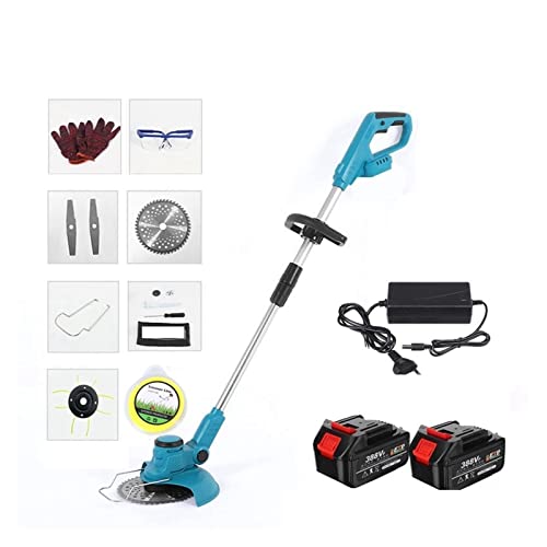 Electric Lawn Mower, 2500W 8 Inch Brushless Electric Lawn Mower Lawn Mower Grass Line Adjustable Hedge Trimmer Portable Garden Pruning (Color : 2 Battery Set, Size : A) (2 Battery Set A)