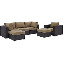 Modern Contemporary Urban Design Outdoor Patio Balcony Six PCS Sectional Sofa Set, Brown, Rattan