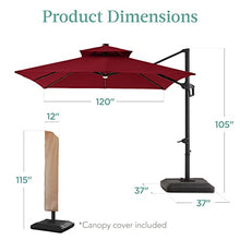 Best Choice Products 10x10ft Cantilever Patio Umbrella w/Base Included, Solar LED Lights 360 Rotation Large Offset Hanging Outdoor Shade for Deck Pool Backyard w/Stand – Burgundy