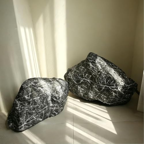 Faux Landscape Rock, Black Marble Vein Decorative Fake Rocks