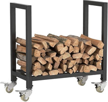 WXPWAMZ Store Firewood Rack for Indoor Heavy Duty Steel Wood Rack for Firewood With Wheels Black Metal Coated Firewood Log Holder