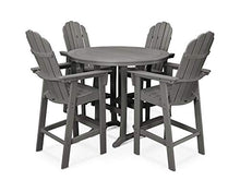 POLYWOOD Vineyard Adirondack 5-Piece Bar Height Patio Set - Slate Grey HDPE Outdoor Bar Table and Chairs - Pool Deck Furniture for Backyard, Garden & Porch