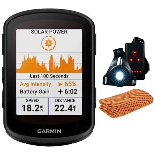 Garmin Edge 840 Solar GPS Cycling Computer Bundle with Sport Towel and Safety Light