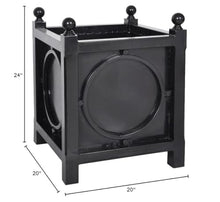 MY SWANKY HOME Large Indoor Outdoor Classic Metal Planter Black Square Circle 20 inch Elegant