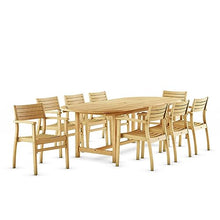 Amazonia Coventry 9-Piece Oval Patio Dining Set Certified Teak Light Brown