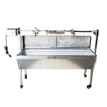JARYANNIX Rotisserie Charcoal Grill, Stainless Steel BBQ Grill with Adjustable Height, 44.5" Portable Grill for Outdoor Parties and Backyard Use 110V 15W