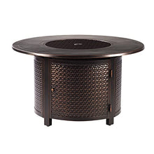 Oakland Living AZHUDSON-MATERA-5PC-AC Aluminum 44 in. Round Table Four Deep Seating Swivel Rockers, Fire Beads, Lid and Fabric Covers Patio Furniture Set, Antique Copper