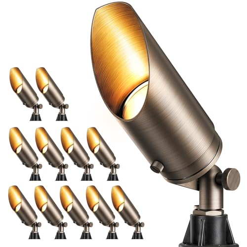 HIBOITEC Solid Brass Outdoor Landscape Lighting Without MR16 Bulb, 12 Pack