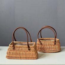 Handcrafted Willow Woven Picnic Basket with Foldable Handles, Creative Ellipse/Rectangle Design, Ideal for Outdoor Adventures
