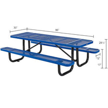 Global Industrial 8’L Rectangular Picnic Table, Expanded Metal, Blue
