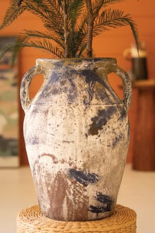 First of a Kind Large Rustic Terracotta Planter Urn with Drain Hole, Weathered Textured Finish, Decorative Floor Planter, 27.5 Inch
