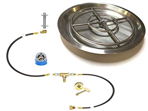 EasyFirePits Pre-Plumbed Natural Gas/Propane Gas Fire Pit Ring Burner Pan & Full Combo Connection Kit (22.00, 18" Ring Round Pan)
