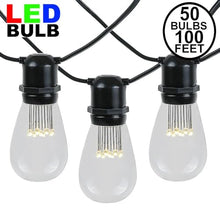 100 Foot S14 LED Edison Outdoor String Lights, Cafe Market Light Set
