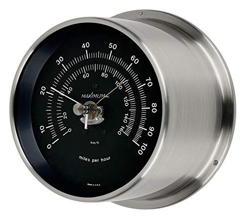 Maximum Criterion Accurate Weather Thermometer - Nickel Case, Black Dial