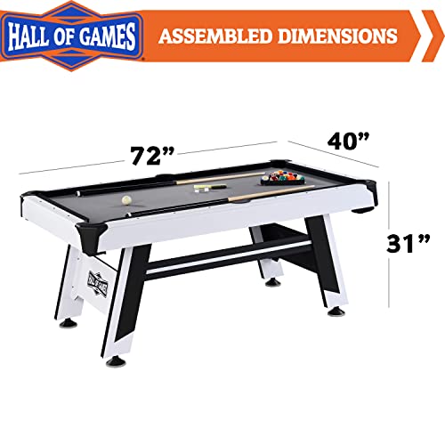 Hall of Games Arcade Drop Pocket Table with Pool Ball and Cue Stick Set White/Black