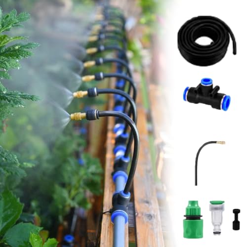 360 Bendable Drip Irrigation Kit with Flexible Hose, Flower Bed Watering System for Roof/Site Fence, Automatic Lawn Sprinkler for Yard Large Area
