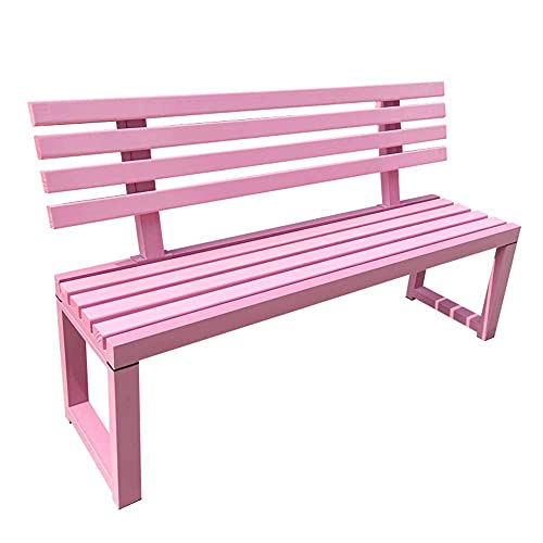 Garden Bench Outdoor Pink Bench Terrace Garden Benches Corrosion Resistant Park Chair with Metal Frame Bench with backrest/can accommodate 3 People Suitable for Lawn Porch (With Backrest 120 * 40 * 45