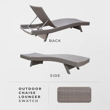 Lexicon Wicker Outdoor Lounge Chairs Set of 2 - Outdoor Lounger, Aluminium Frame, 3 Position Adjustable Backrest Patio Chaise Lounger for Garden, Backyard, Patio Poolside Lawn, Gray