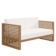 Modway Carlsbad Teak Wood Outdoor Patio Loveseat Natural White