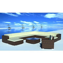 Heofavd 12-Piece Brown Rattan Patio Furniture Set Modern Large Outdoor Sectional Sofa Seating 10.9 x 11.5 ft Conversation Couch for Garden Backyard Balcony