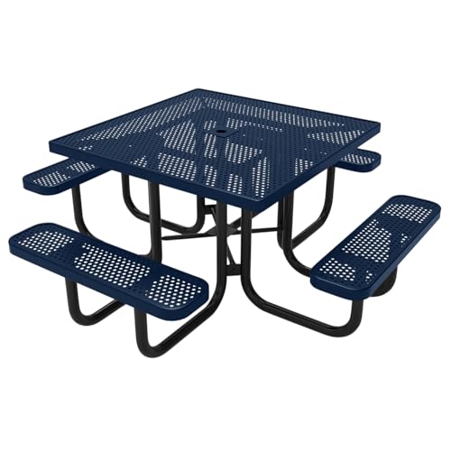 COATEDOUTDOORFURNITURE 46In Square Picnic Table, Textured Dark Blue