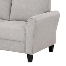Benzara Leroi Loveseat- 58 Inch- Gray Fabric and Round Flared Armrests