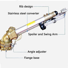 Farm Irrigation Spray Gun, Impulse Impact Water Sprinkler, 16°-46° Elevation Angle Adjustment, 360° Rotary Large-Area Watering Spray, Spray Distance 48-78m, for Farms, Orchards