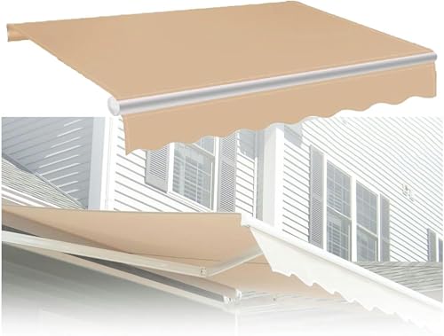 WZUOPG Manual Retractable Awning Door Window Awning Shelter Outdoor Canopy Home Deck Canopy with Manual Crank Handle（Frame Included ）