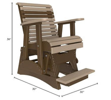 Furniture Barn USA Poly Lumber 2' Plain Rollback Balcony Glider Weatherwood & Chestnut Brown